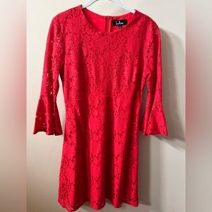 Lulus red lace dress.